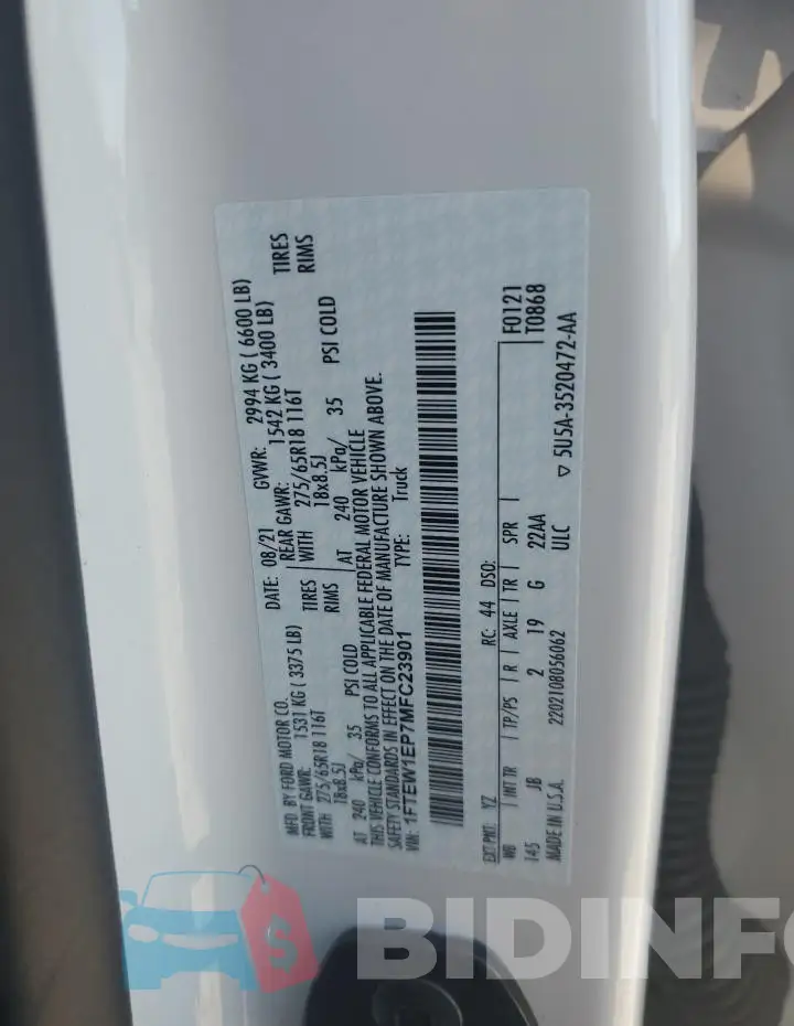 1FTEW1EP7MFC23901 Photo# 12
