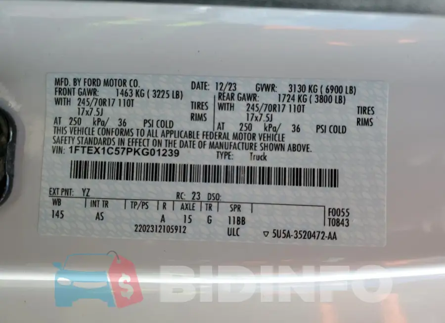 1FTEX1C57PKG01239 Photo# 12
