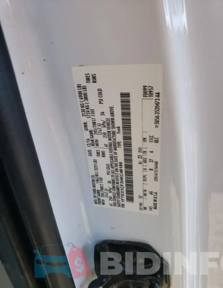1FTEX1CF3HKC46189 Photo# 12