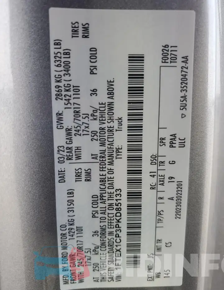 1FTEX1CP3PKD85133 Photo# 12