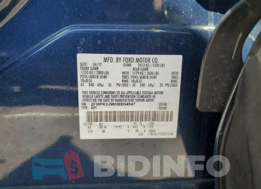 2FMPK3J98HBB94547 Photo# 13