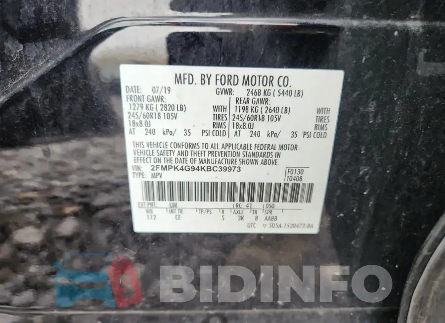 2FMPK4G94KBC39973 Photo# 13