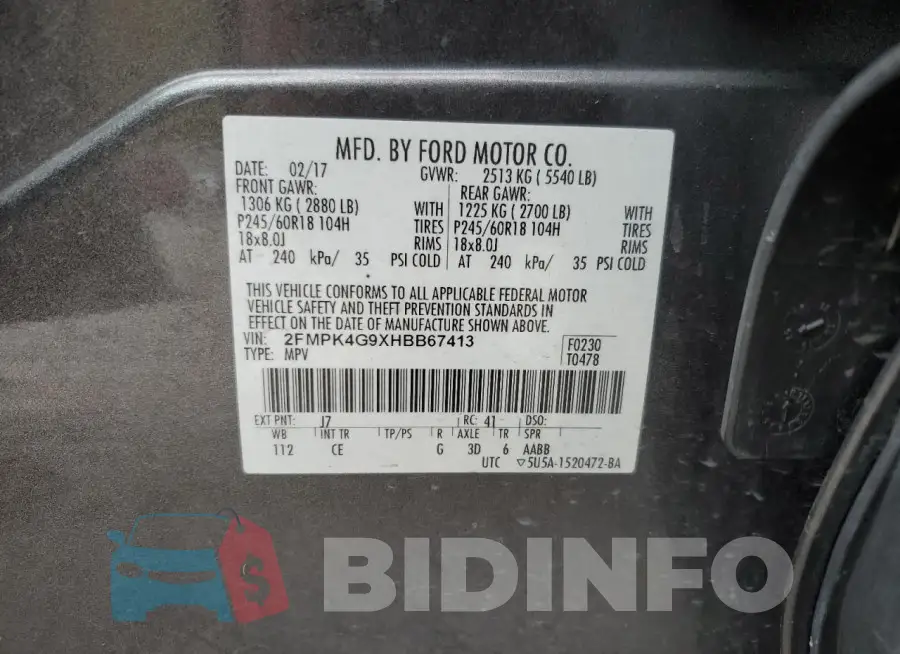 2FMPK4G9XHBB67413 Photo# 13
