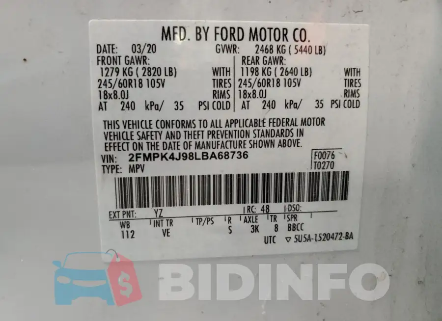 2FMPK4J98LBA68736 Photo# 13