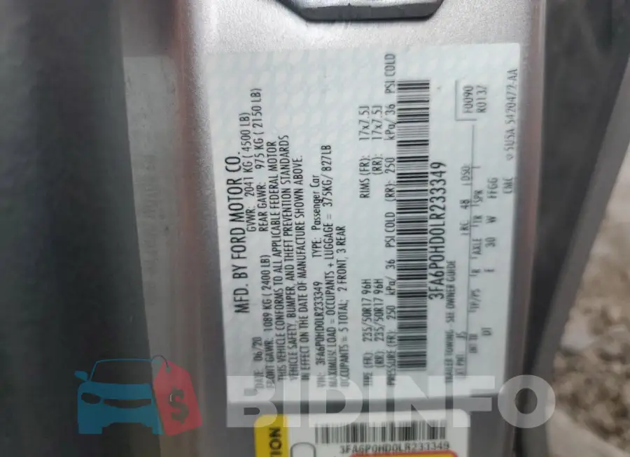 3FA6P0HD0LR233349 Photo# 12