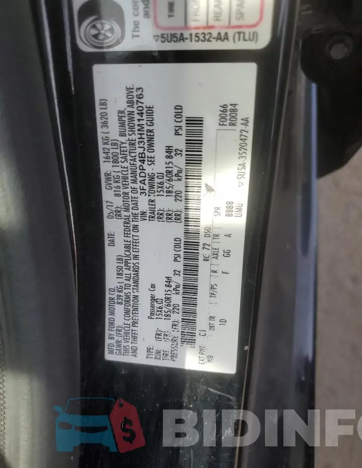 3FADP4BJ3HM140763 Photo# 13