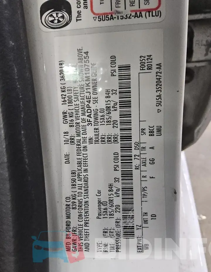 3FADP4EJ1KM107554 Photo# 12