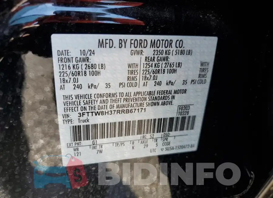 3FTTW8H37RRB67171 Photo# 13
