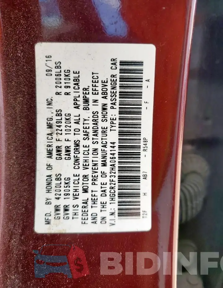 1HGCR2F32HA064144 Photo# 13