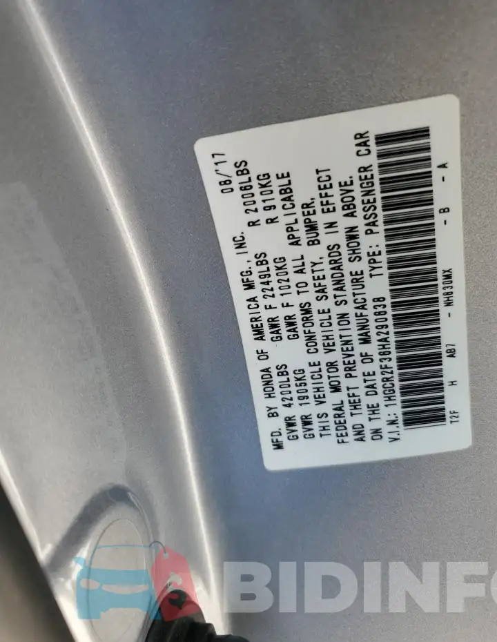 1HGCR2F36HA290638 Photo# 13