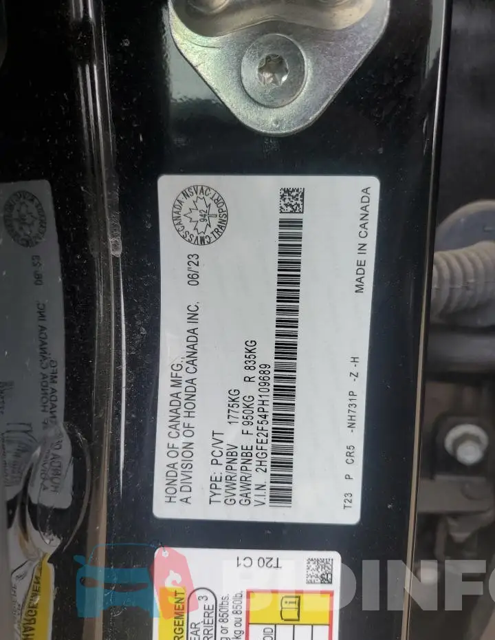 2HGFE2F54PH109689 Photo# 12