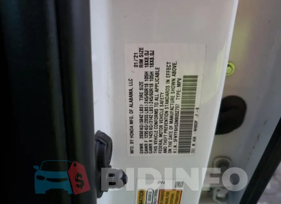 5FNYF6H53MB052797 Photo# 12