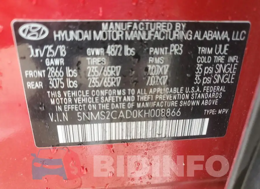 5NMS2CAD0KH008866 Photo# 13