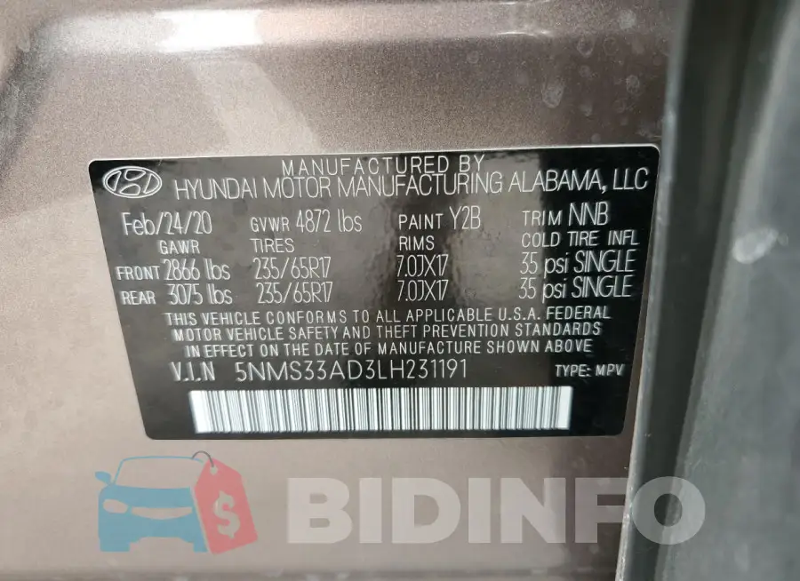 5NMS33AD3LH231191 Photo# 13