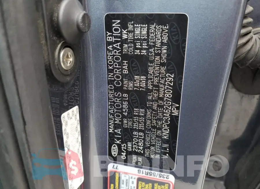 KNDPC3A62G7807292 Photo# 13