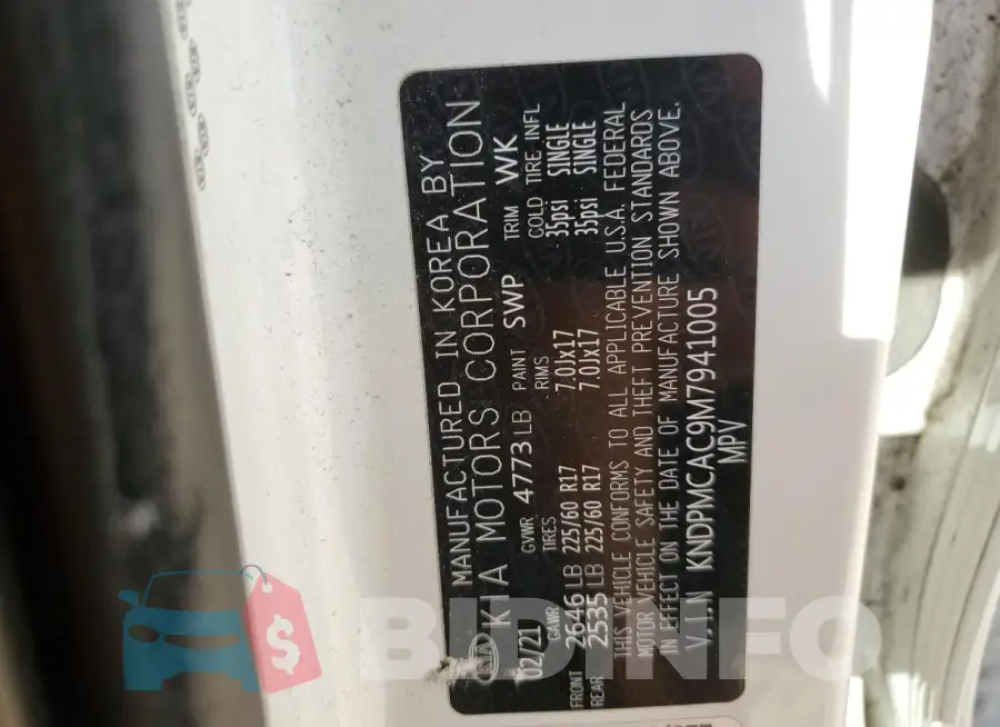 KNDPMCAC9M7941005 Photo# 13