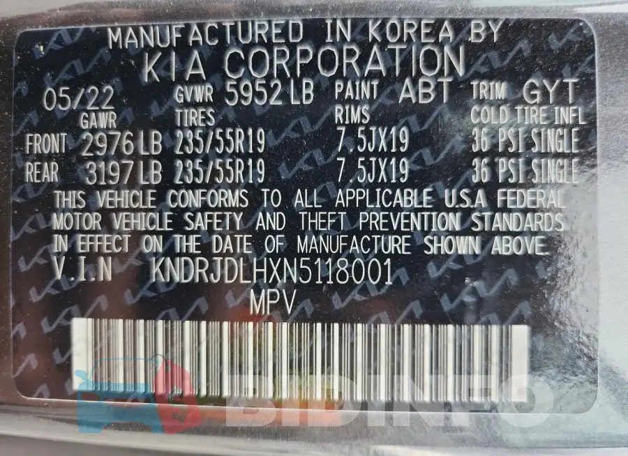 KNDRJDLHXN5118001 Photo# 13