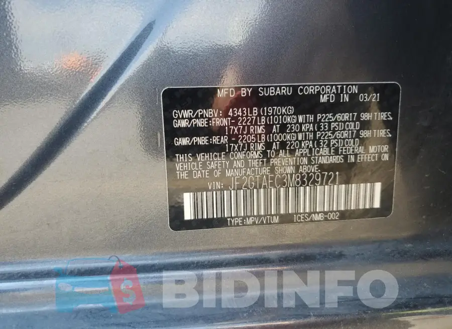 JF2GTAEC3M8329721 Photo# 13