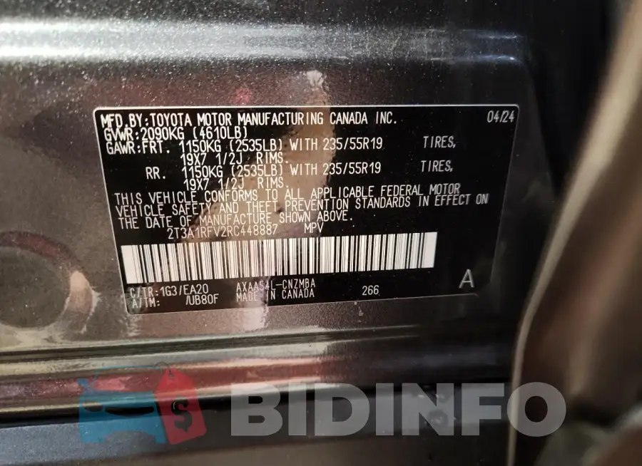 2T3A1RFV2RC448887 Photo# 13