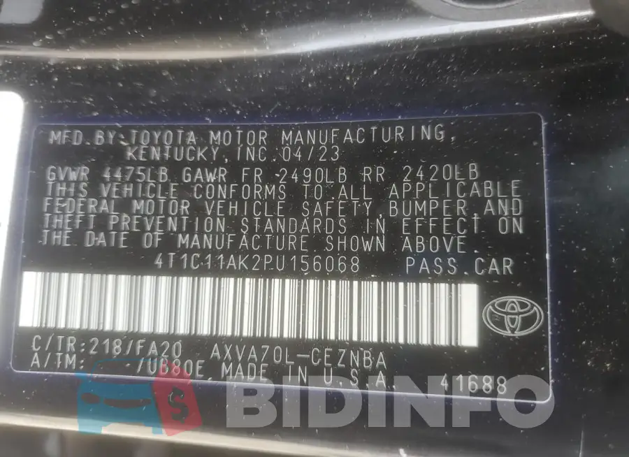 4T1C11AK2PU156068 Photo# 12