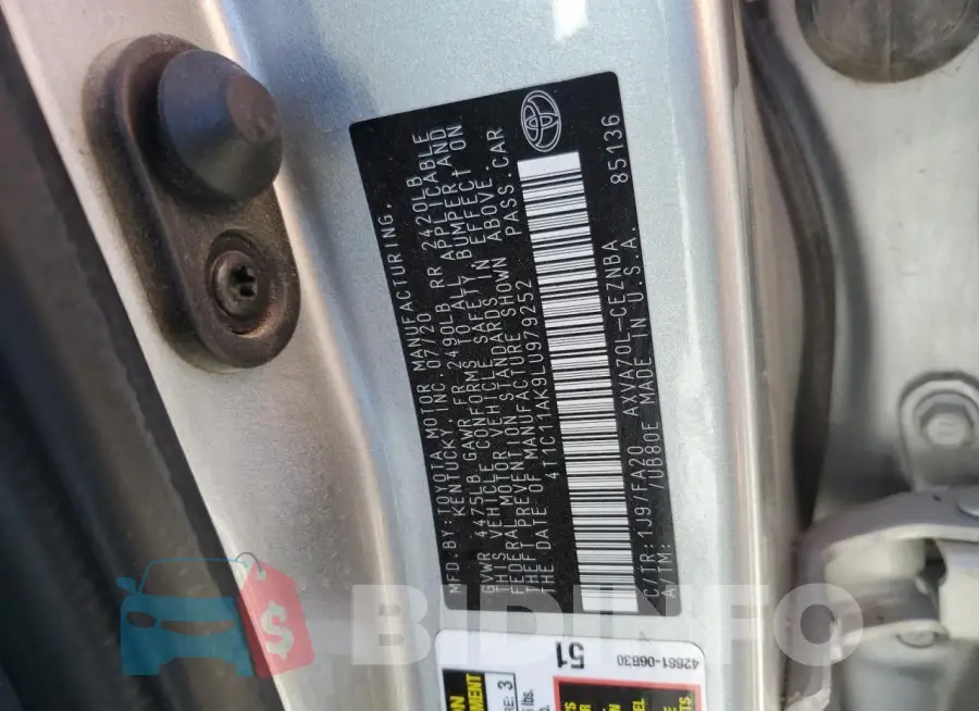4T1C11AK9LU979252 Photo# 12