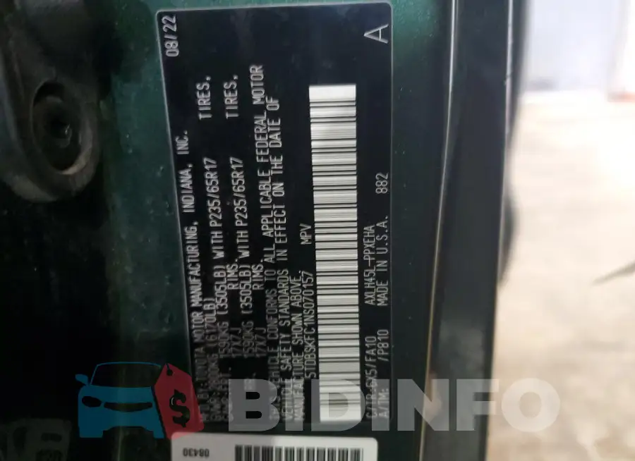 5TDBSKFC1NS070157 Photo# 13