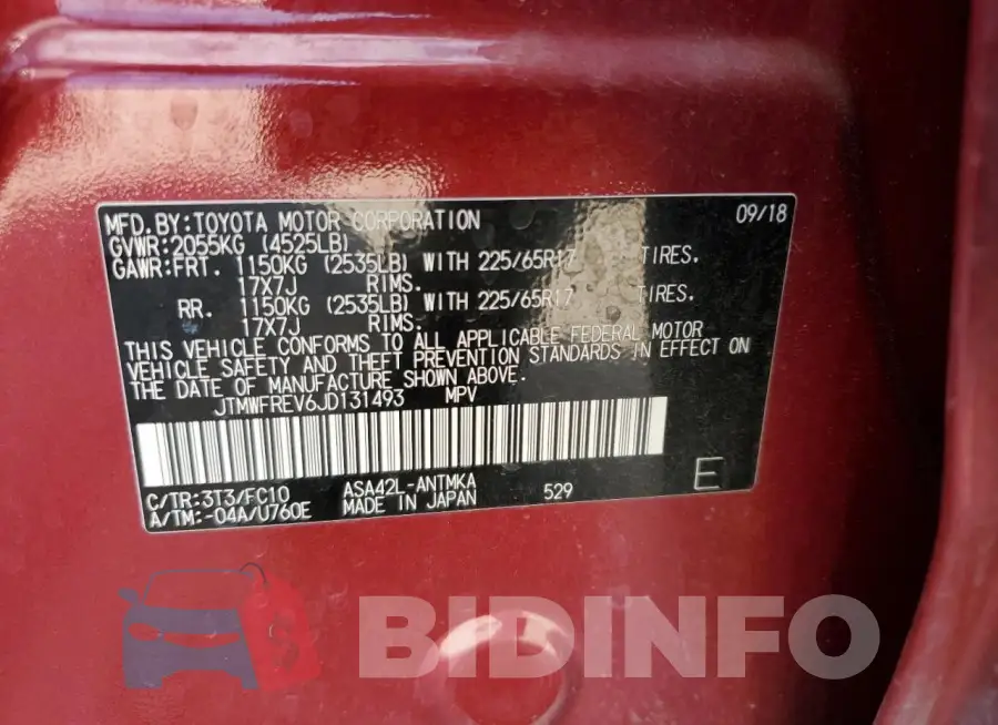 JTMWFREV6JD131493 Photo# 12