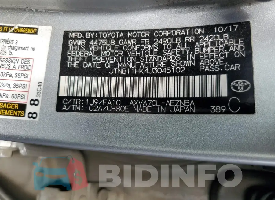 JTNB11HK4J3045102 Photo# 12