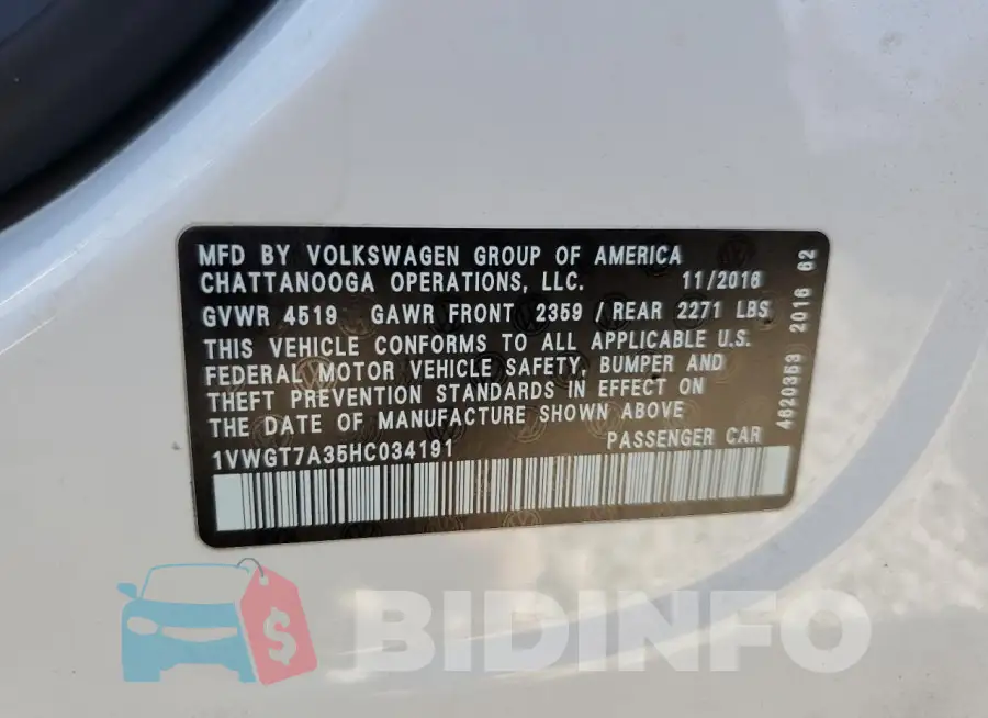 1VWGT7A35HC034191 Photo# 12