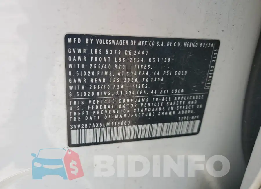 3VV2B7AX5LM119060 Photo# 12