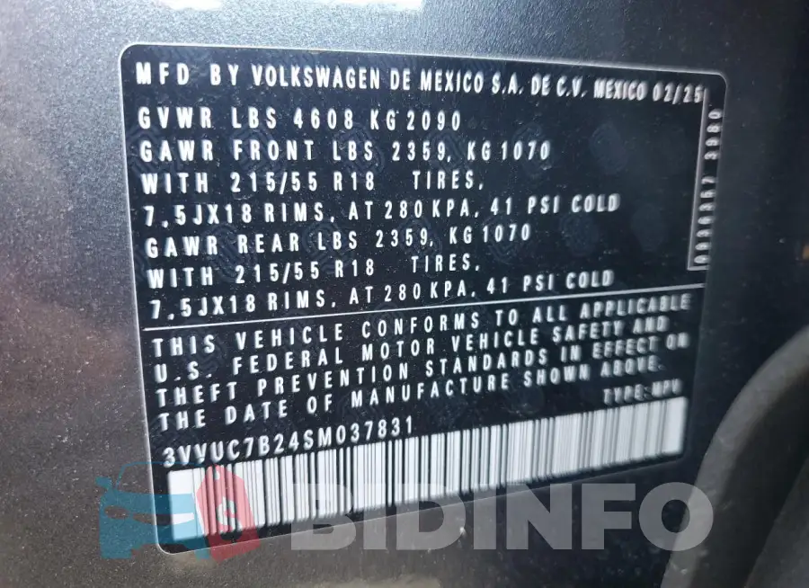 3VVUC7B24SM037831 Photo# 13