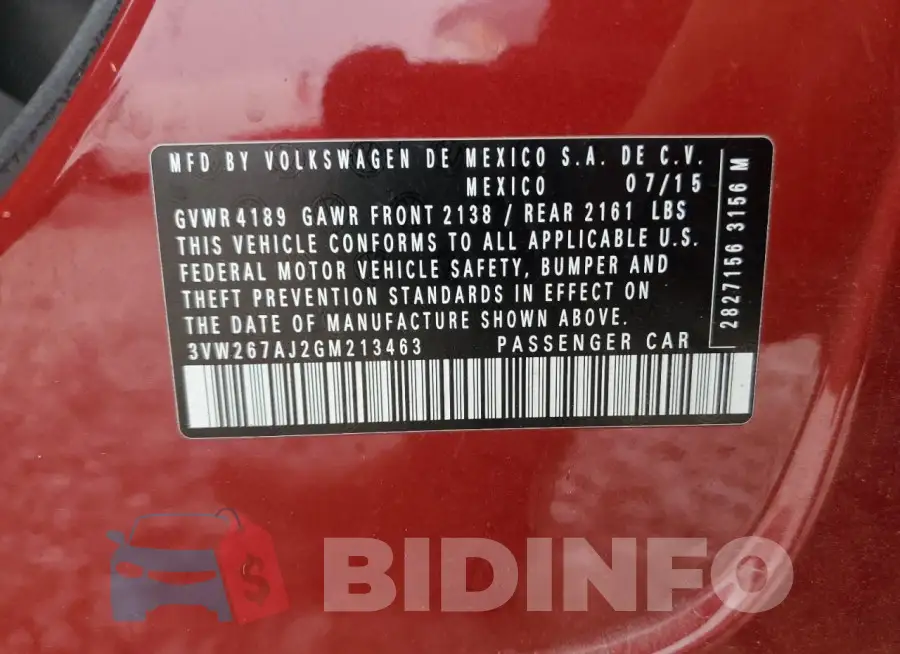 3VW267AJ2GM213463 Photo# 13