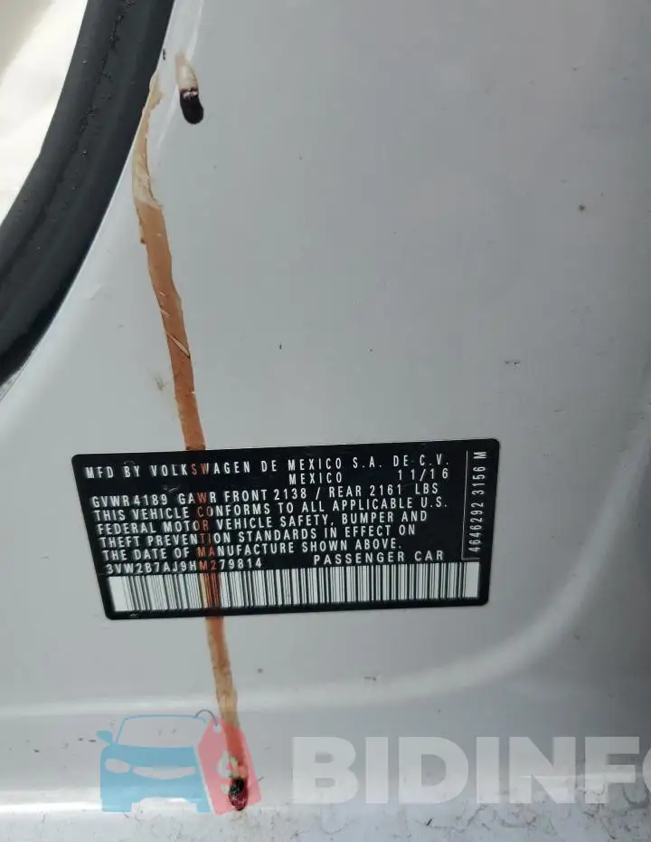 3VW2B7AJ9HM279814 Photo# 12