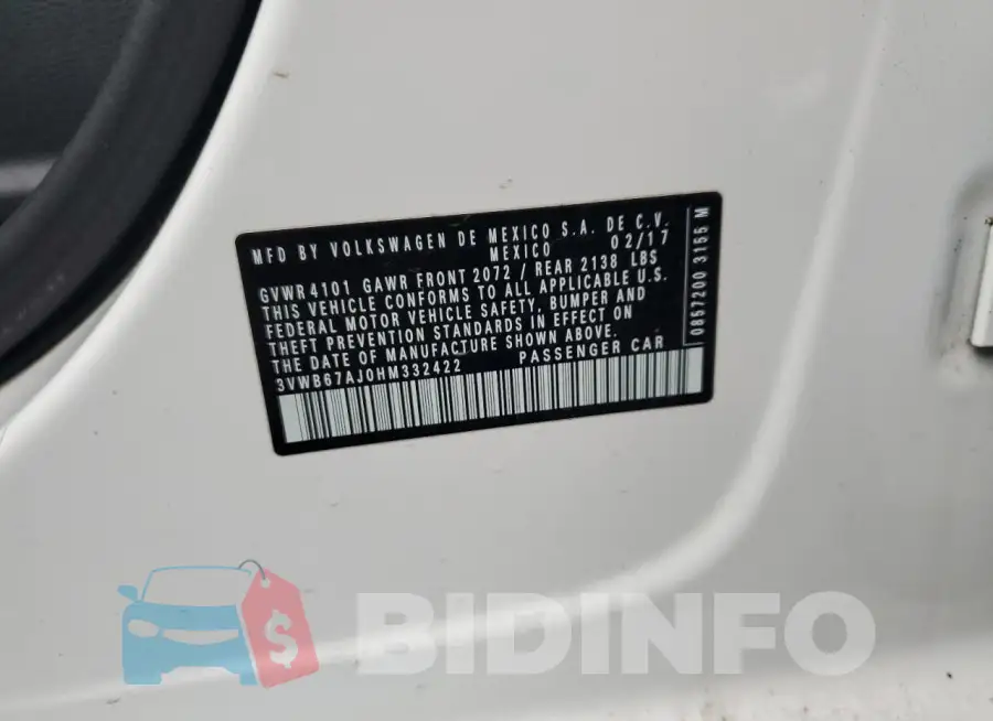 3VWB67AJ0HM332422 Photo# 12