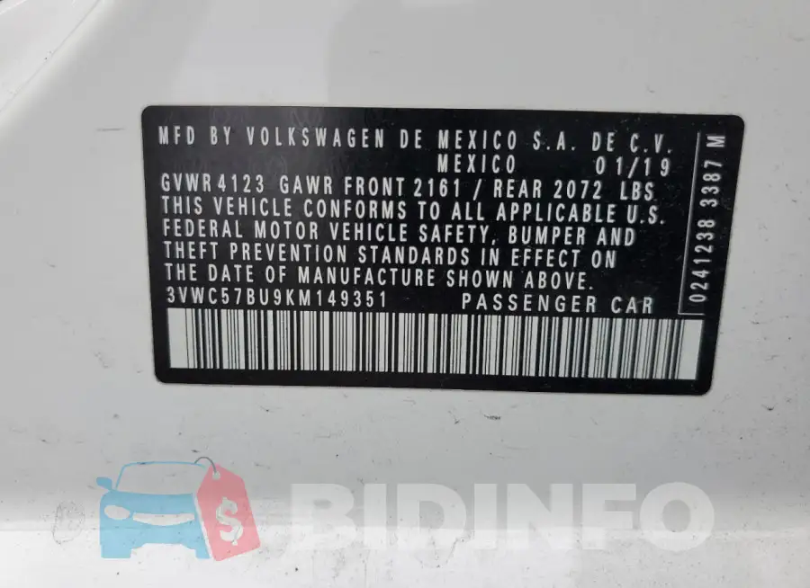 3VWC57BU9KM149351 Photo# 12