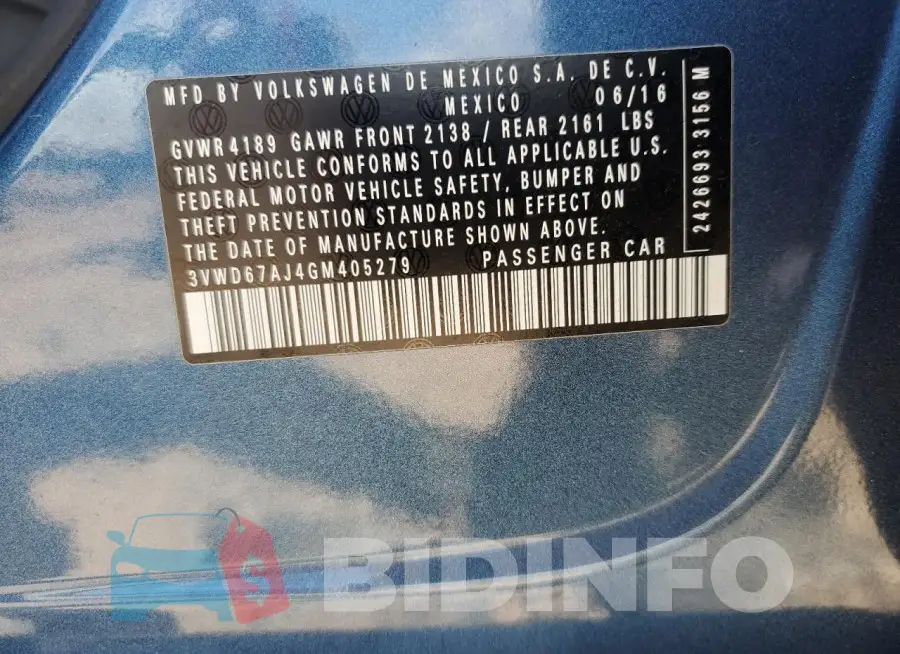 3VWD67AJ4GM405279 Photo# 12