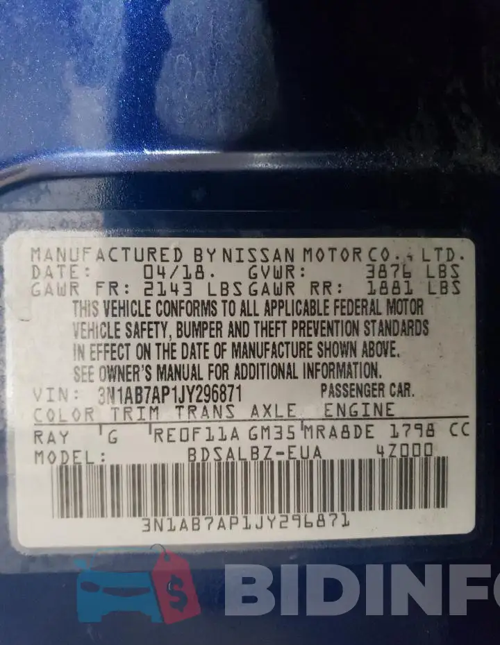 3N1AB7AP1JY296871 Photo# 12
