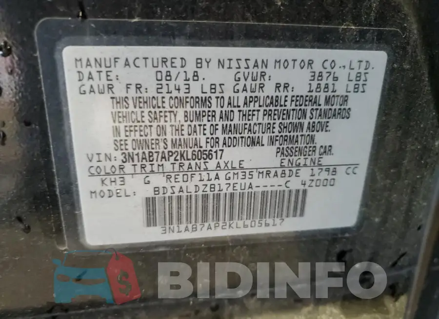 3N1AB7AP2KL605617 Photo# 12