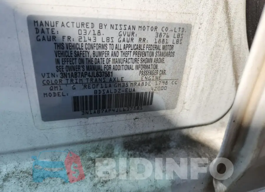 3N1AB7AP4JL637581 Photo# 12