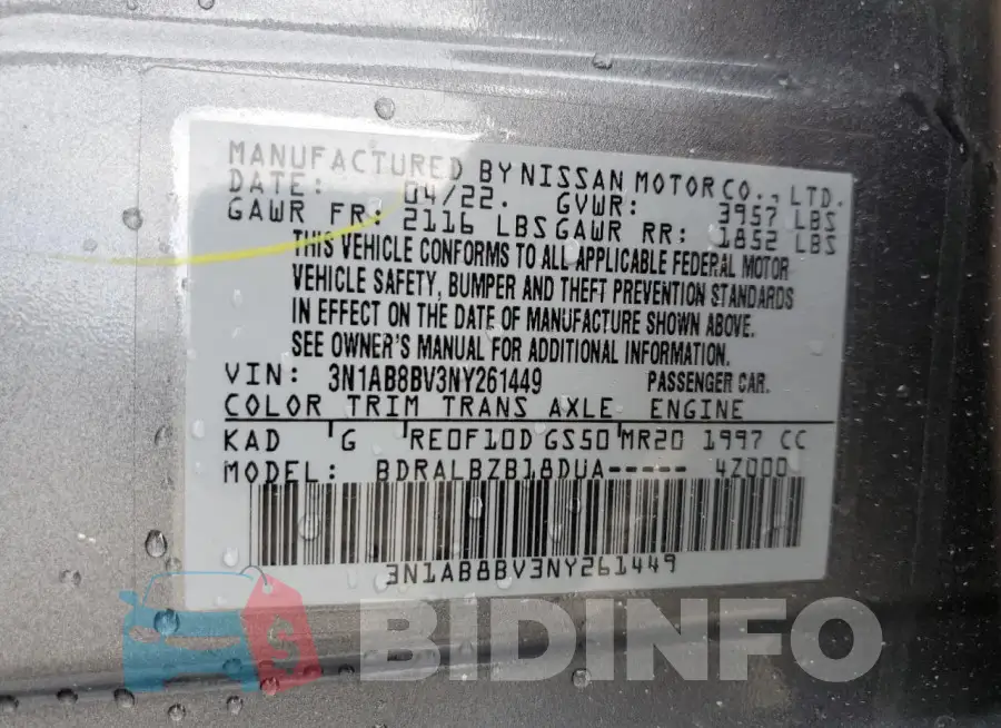 3N1AB8BV3NY261449 Photo# 12