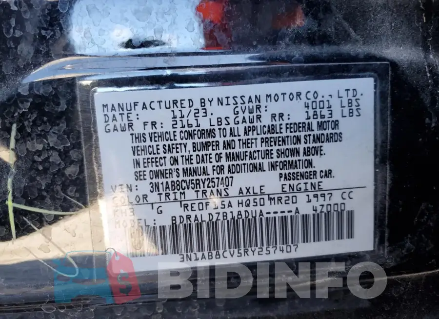3N1AB8CV5RY257407 Photo# 13
