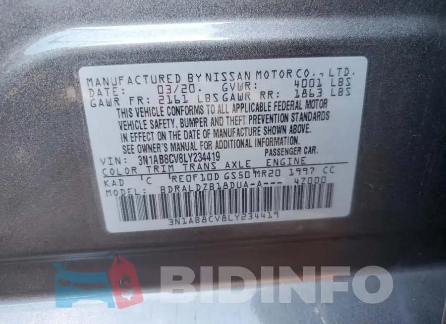 3N1AB8CV8LY234419 Photo# 12