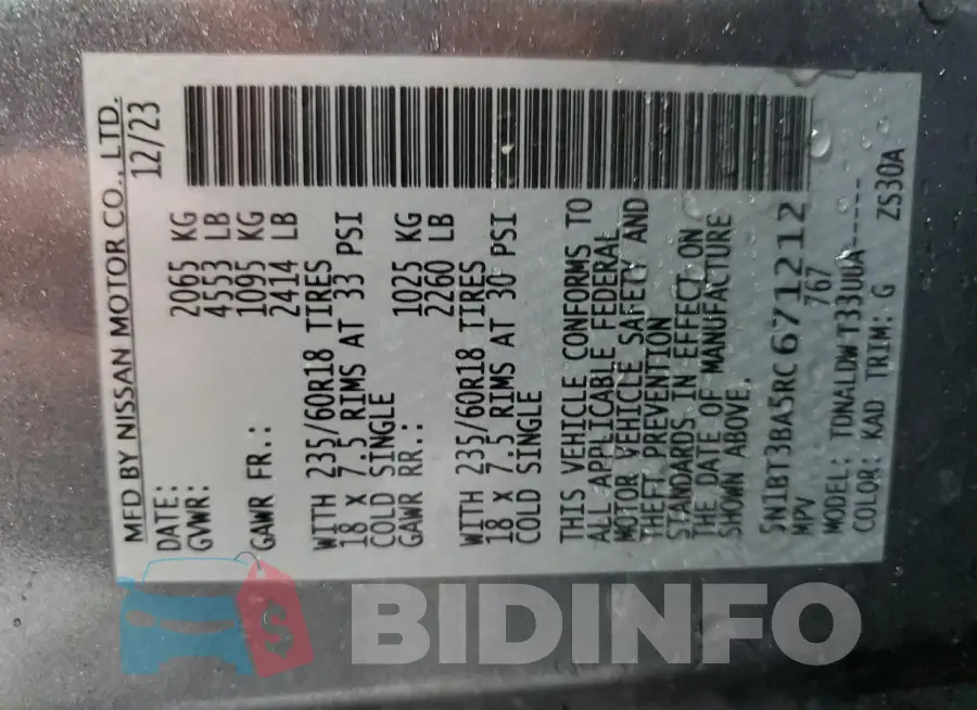 5N1BT3BA5RC671212 Photo# 14
