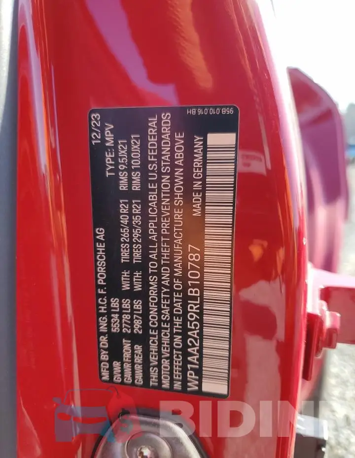 WP1AA2A59RLB10787 Photo# 14