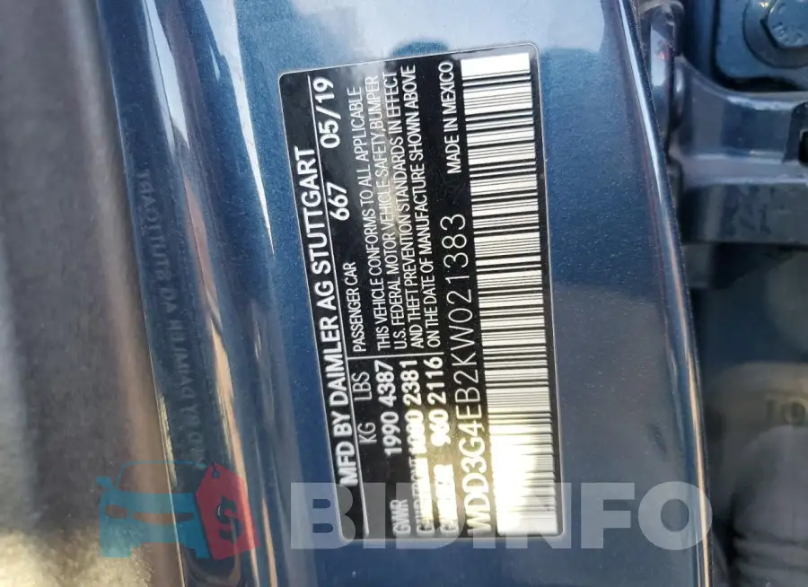 WDD3G4EB2KW021383 Photo# 12