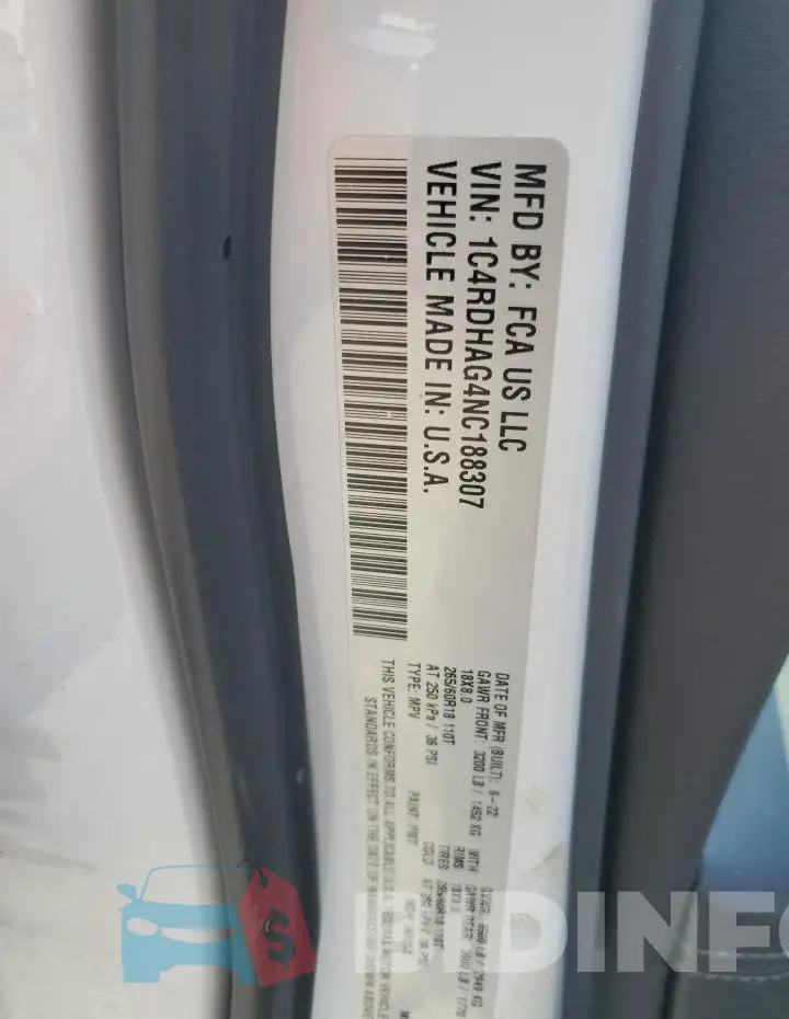 1C4RDHAG4NC188307 Photo# 12