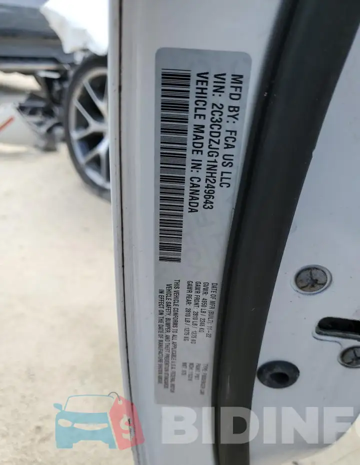 2C3CDZJG1NH249643 Photo# 13