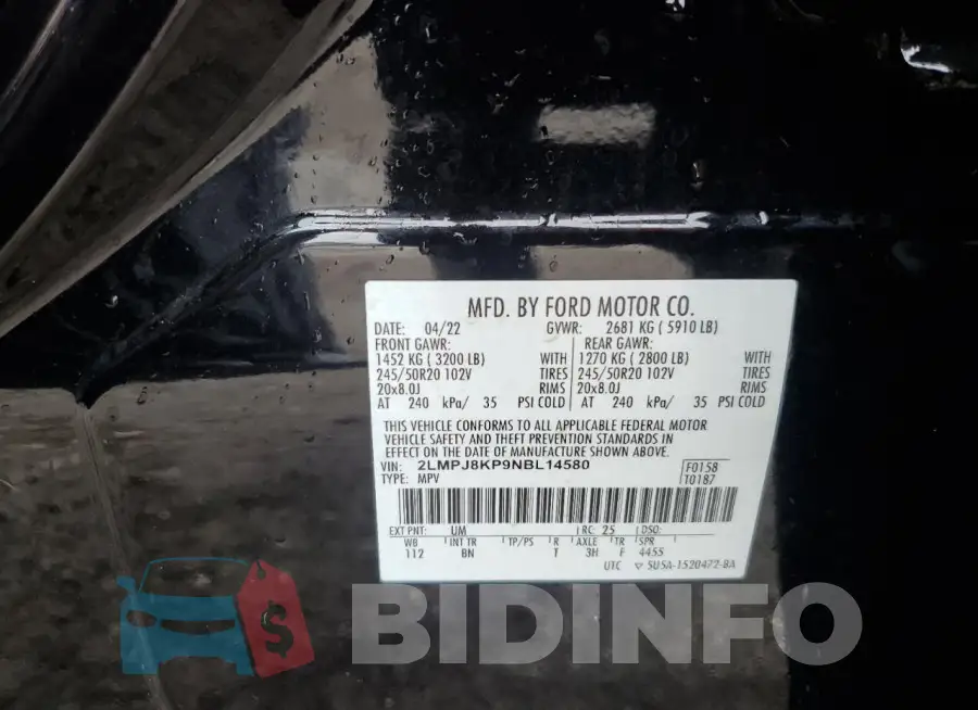 2LMPJ8KP9NBL14580 Photo# 13