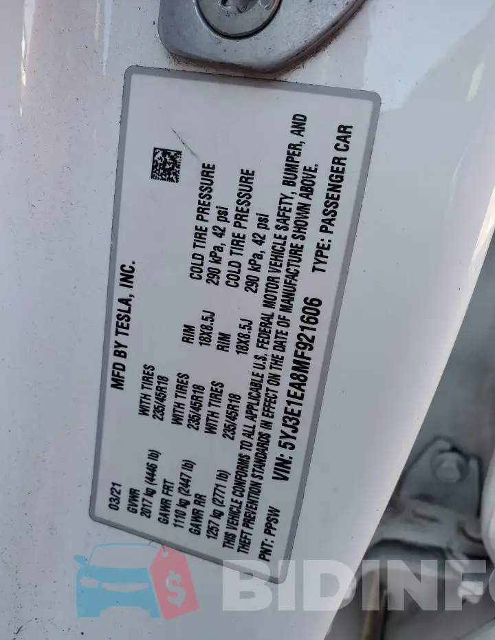 5YJ3E1EA8MF921606 Photo# 12