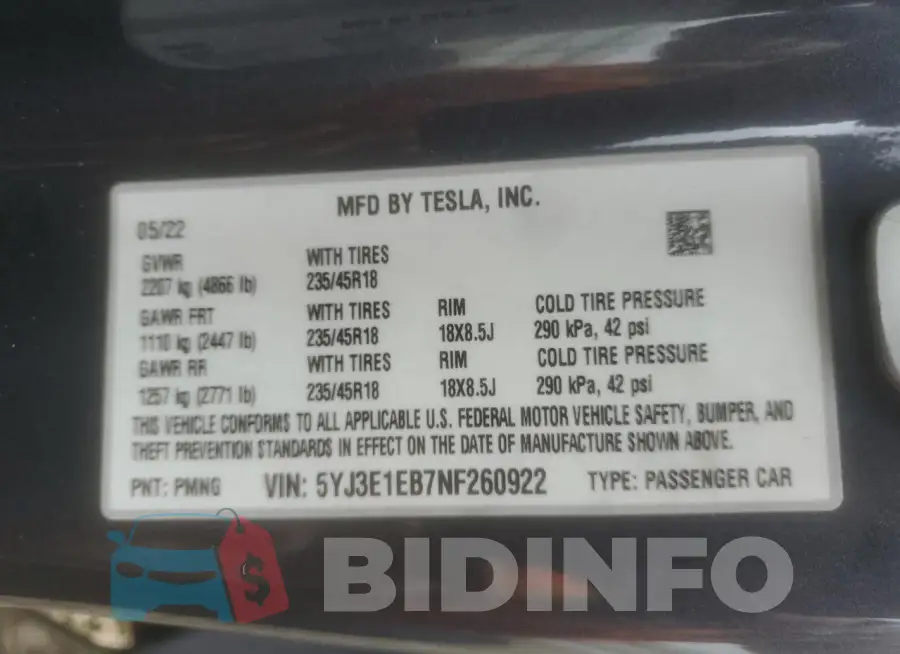 5YJ3E1EB7NF260922 Photo# 12
